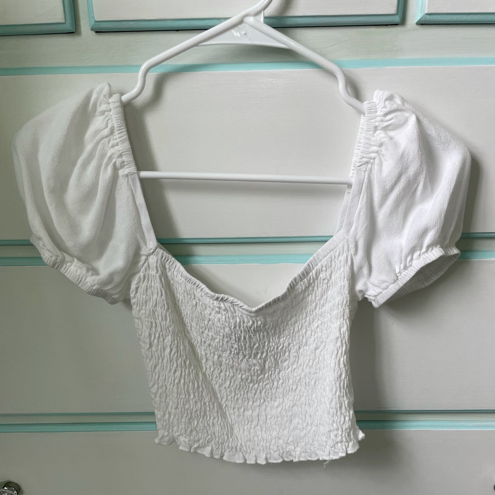 white smocked top